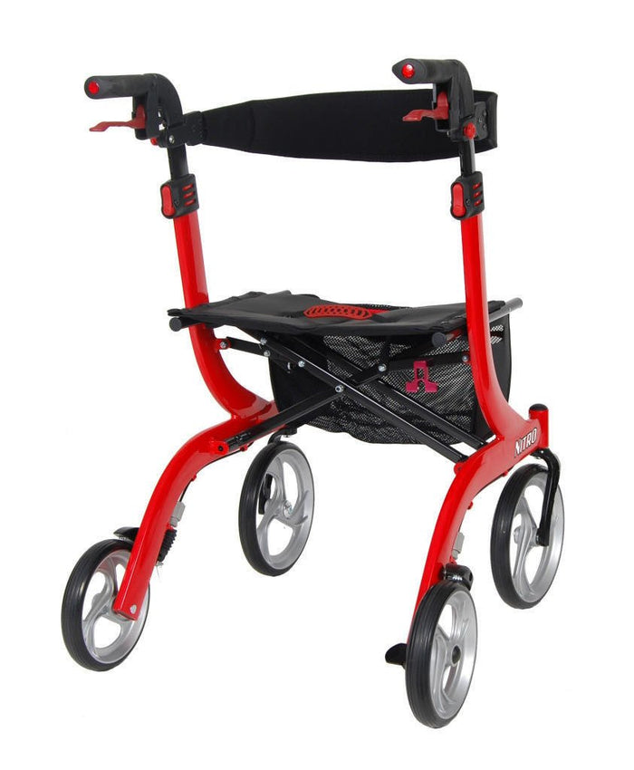 Drive Nitro Aluminum 4 Wheel Rollator, Black, 10" Casters - RTL10266BK - LL Medico