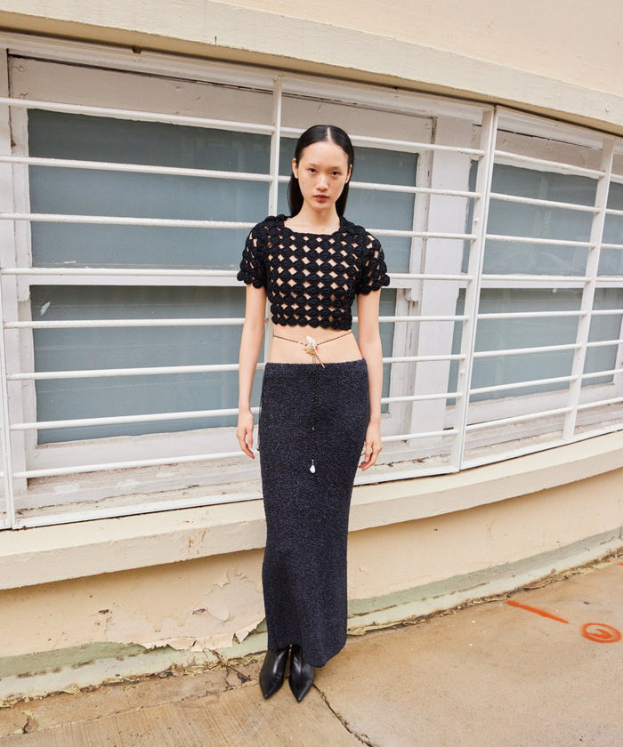 dry shaggy KNIT long skirt_3