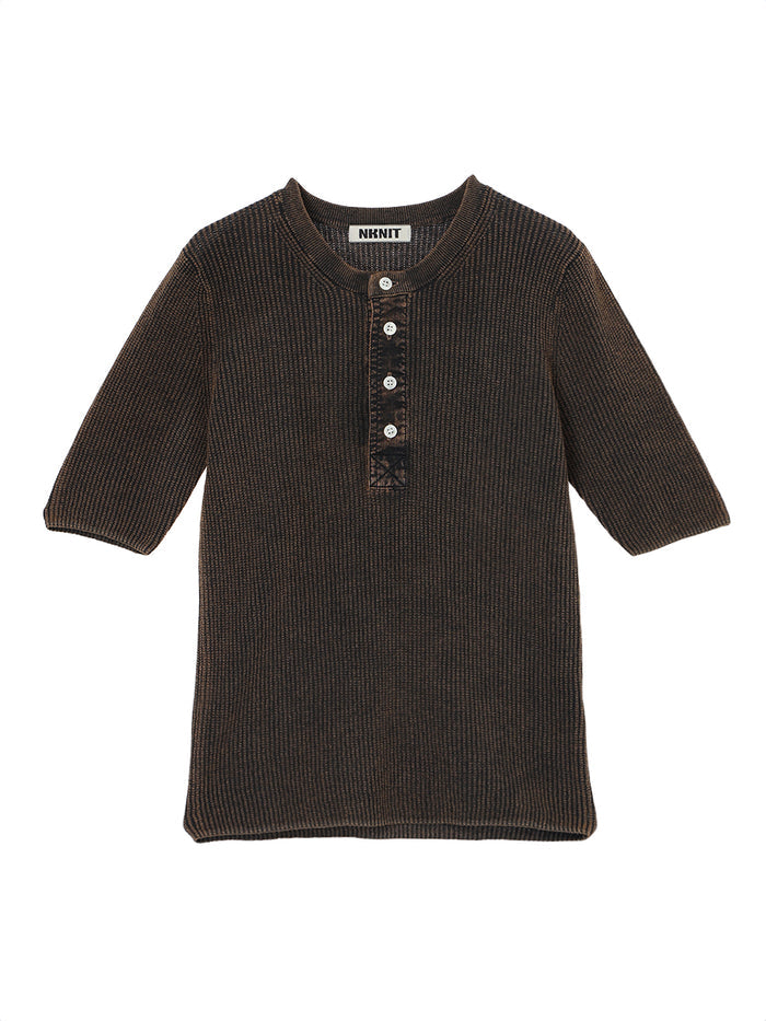 dyed waffle henry neck KNIT