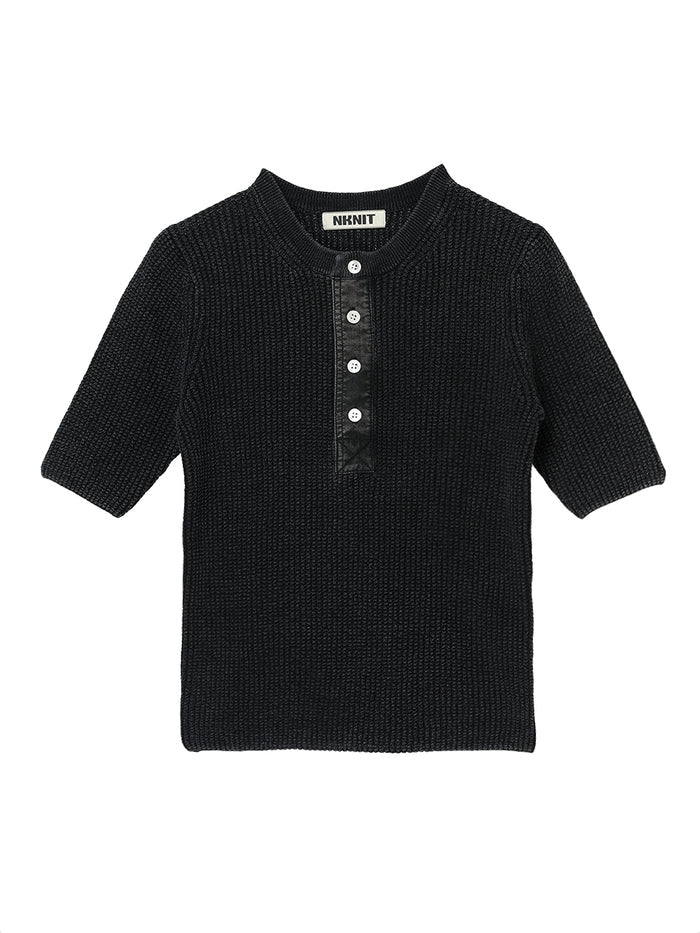 dyed waffle henry neck KNIT
