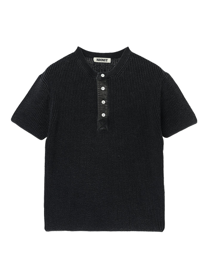dyed waffle henry neck KNIT
