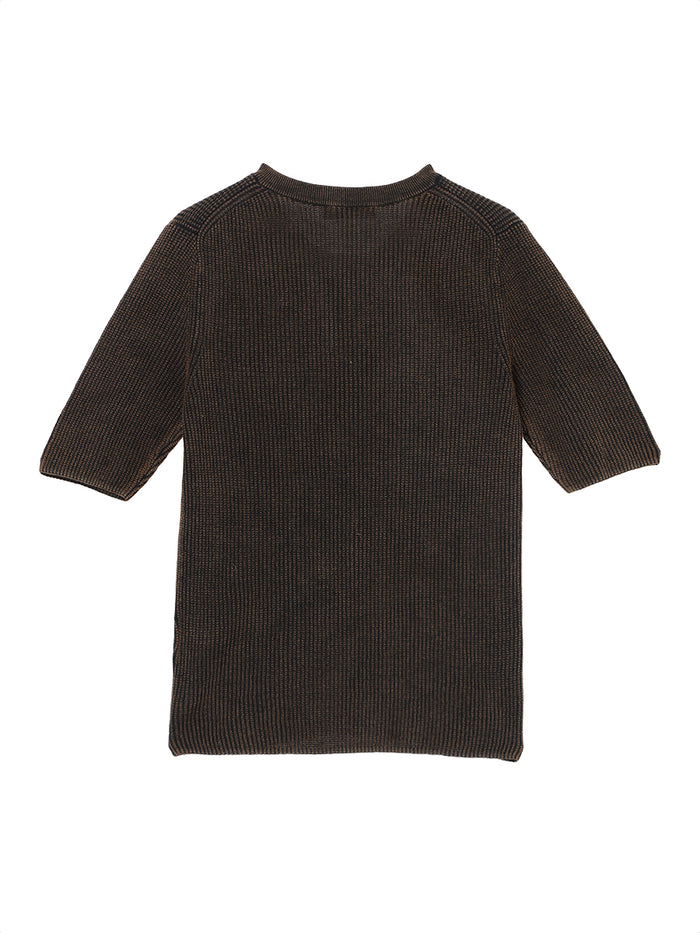 dyed waffle henry neck KNIT