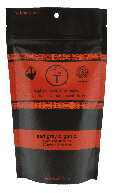Earl grey organic pyramids Pyramid 20s + tin front view | pyramid tea bags New Zealand | t leaf T