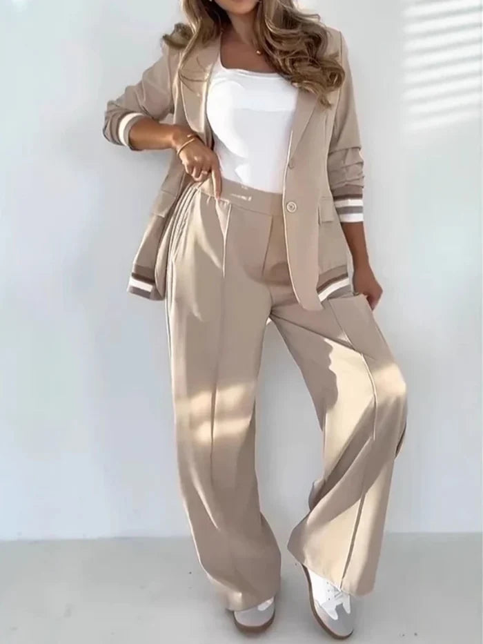Elara | Women's Two-Piece Set – Knit Cardigan and Wide Leg Pants Lounge Set