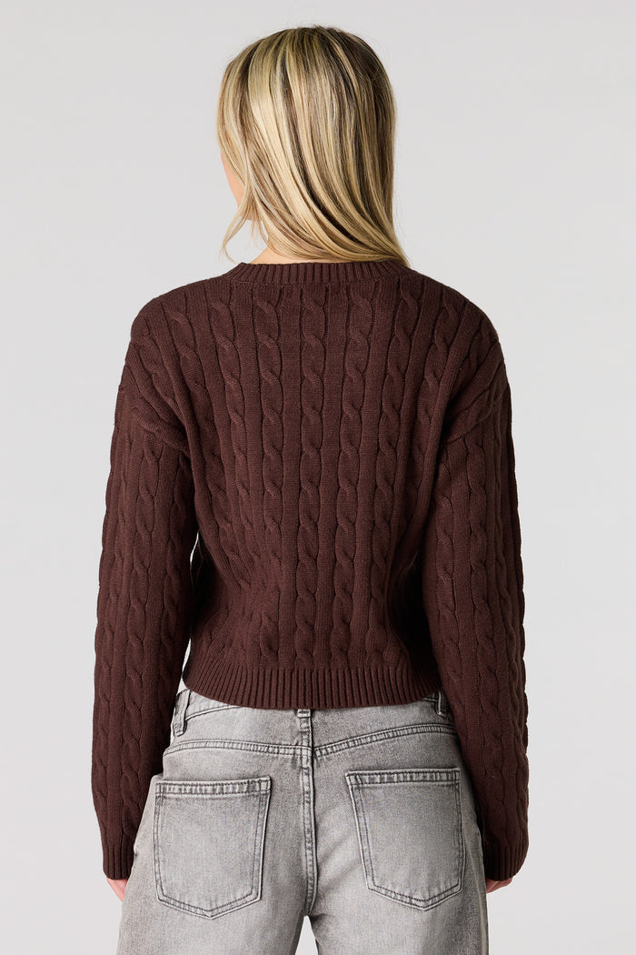 Embroidered Cable Knit Sweater
