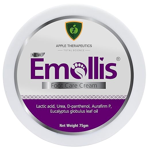 Emollis Foot Care Cream for Cracked Feet (75g) - Intensive Moisturizing Treatment for Dry Rough & Calloused Feet | Lactic Acid Urea D-Panthenol & Natural Eucalyptus Essential Oil-75gm