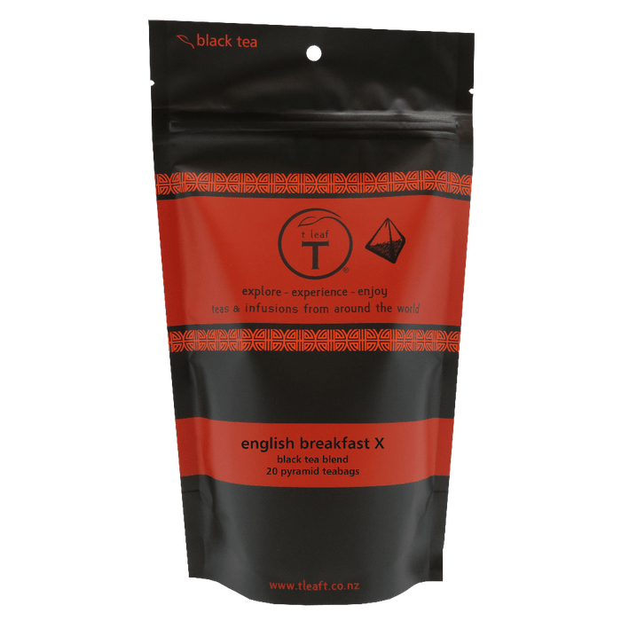 English breakfast X - extra strength Pyramid foil pouch 20s front view | pyramid tea bags New Zealand | t leaf T