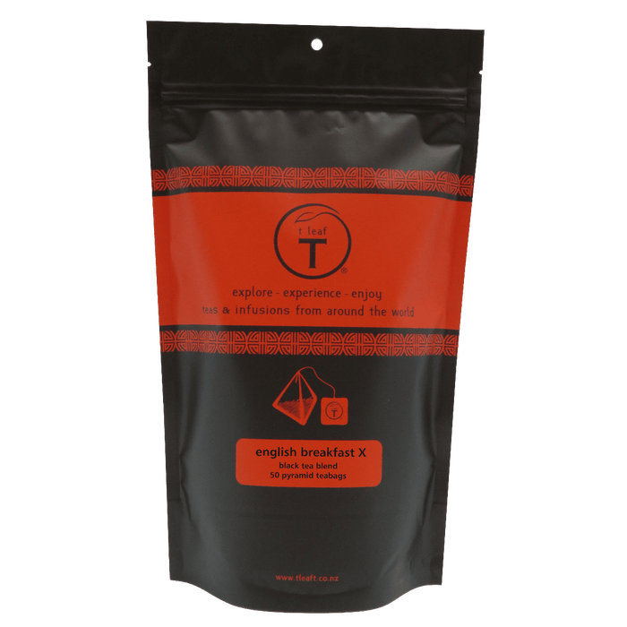 English breakfast X - extra strength Pyramid foil pouch 50s detail view | pyramid tea bags New Zealand | t leaf T