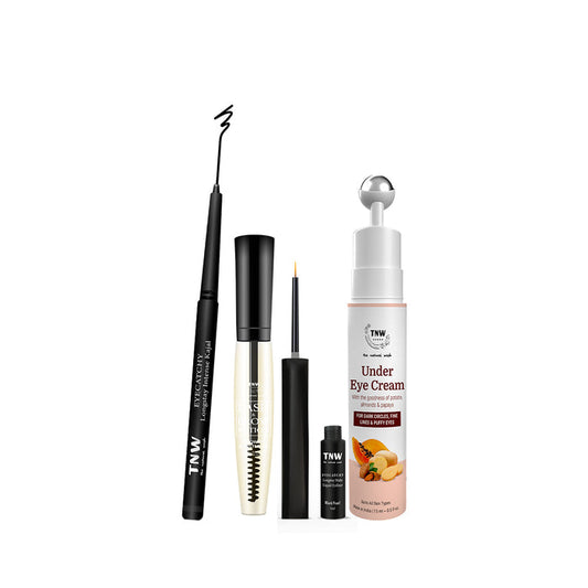 Eyecatchy Eyecare Combo (Kajal, Eyeliner, Eye Lash, Under Eye Cream) Brighten, Define, Refresh
