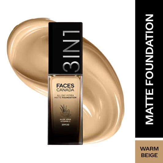 FACES CANADA All Day Hydra Matte Foundation - Warm Beige 034 | 30 ml