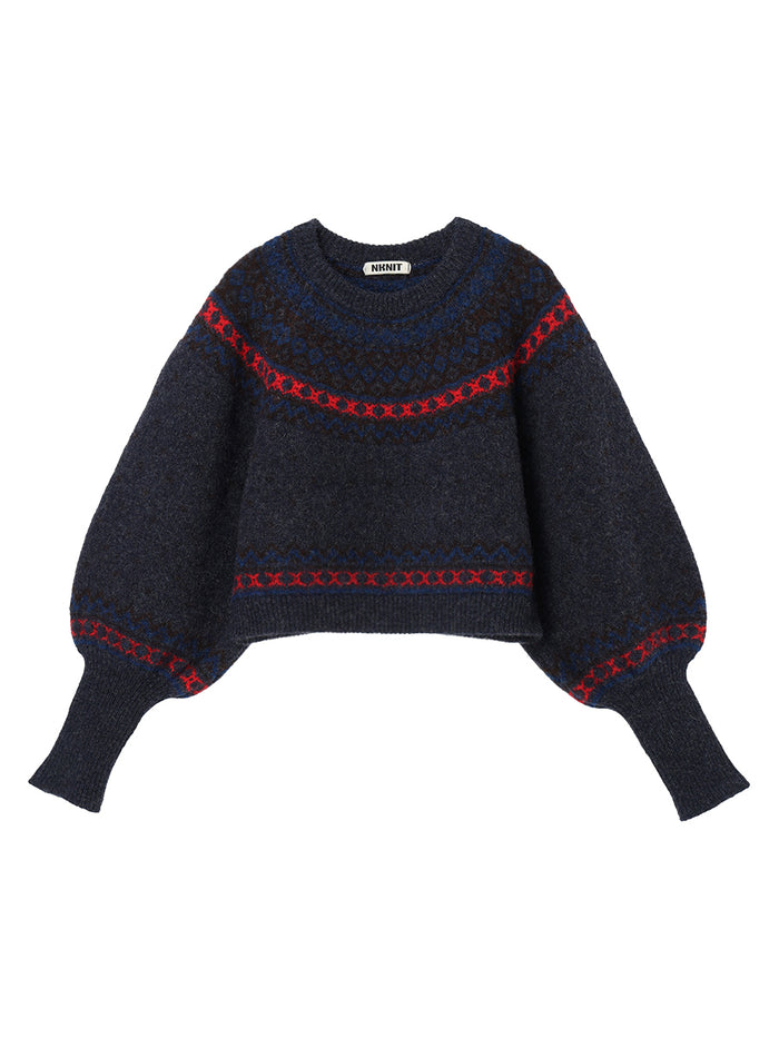 fair Isle pattern balloon sleeve KNIT