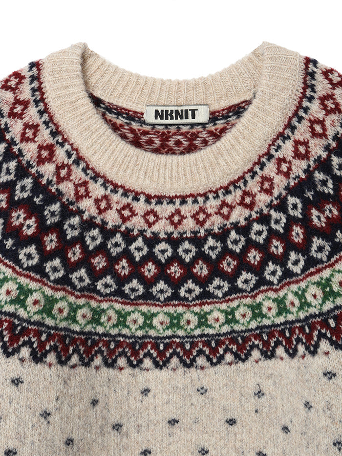 fair Isle pattern balloon sleeve KNIT
