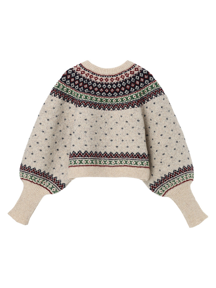 fair Isle pattern balloon sleeve KNIT