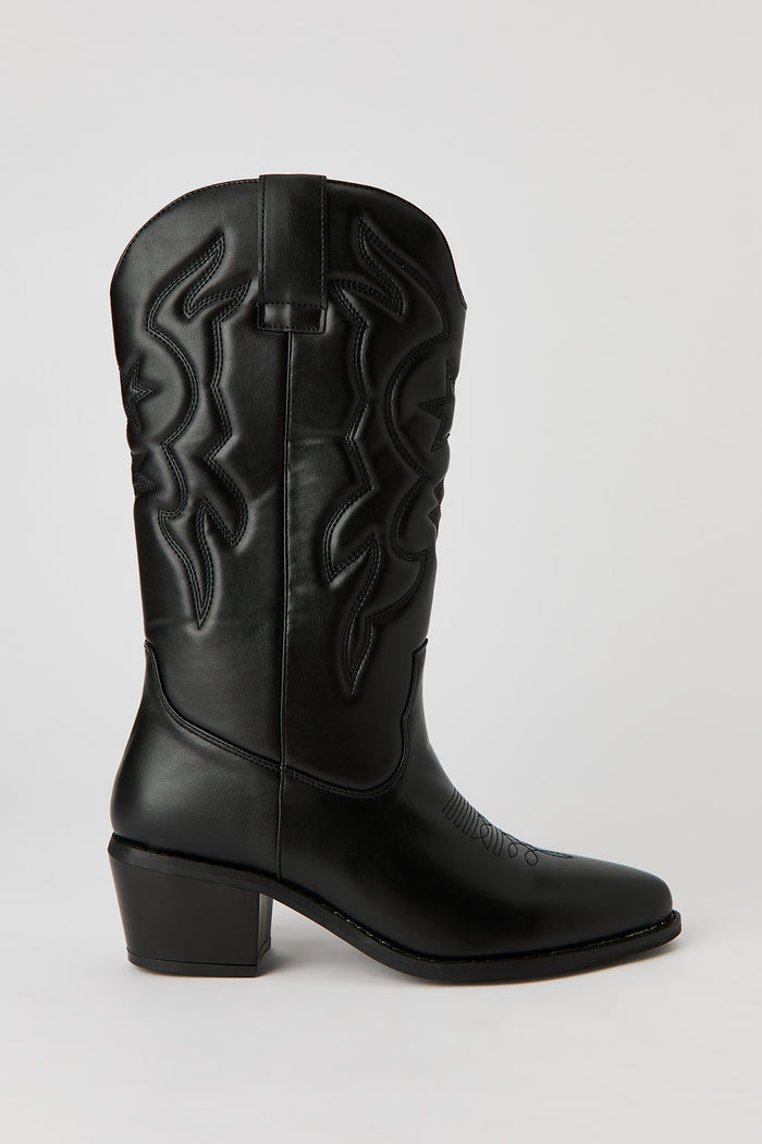 Faux Leather Cowboy Boot