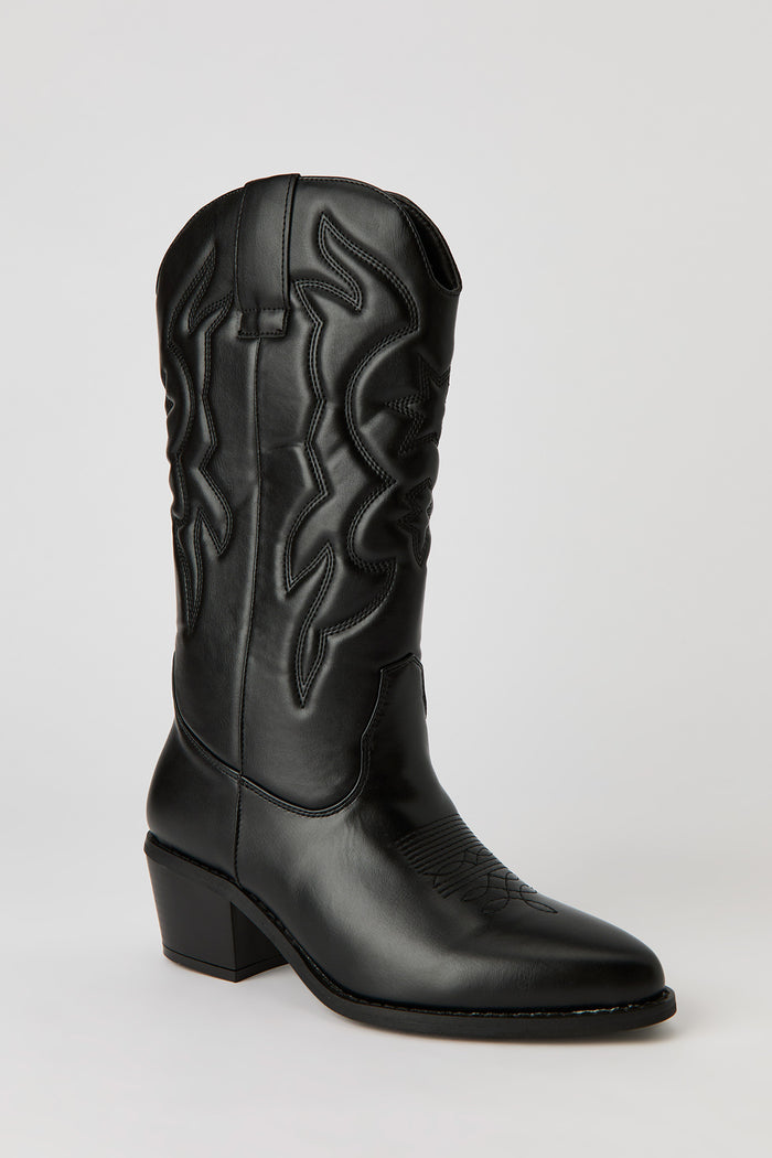 Faux Leather Cowboy Boot