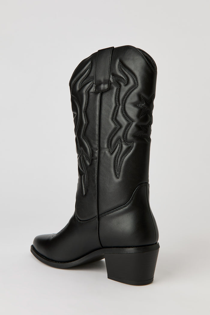 Faux Leather Cowboy Boot