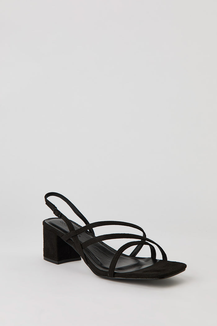 Faux Suede Strappy Block Heel