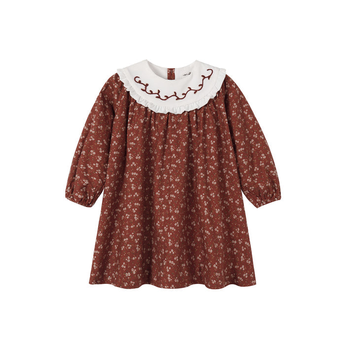 Floral Burnt Red Bib Dresses