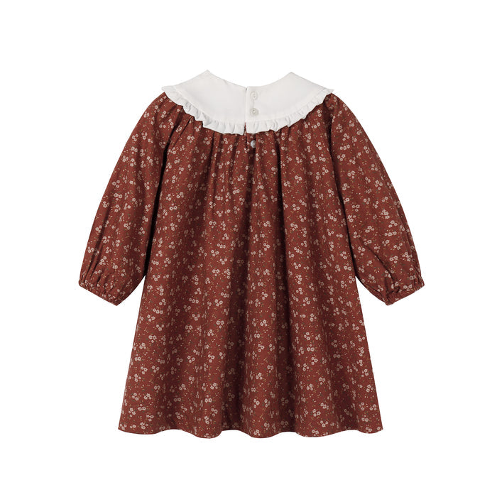 Floral Burnt Red Bib Dresses
