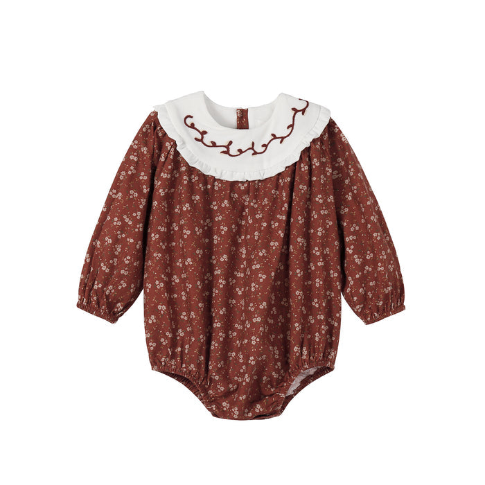Floral Burnt Red Romper