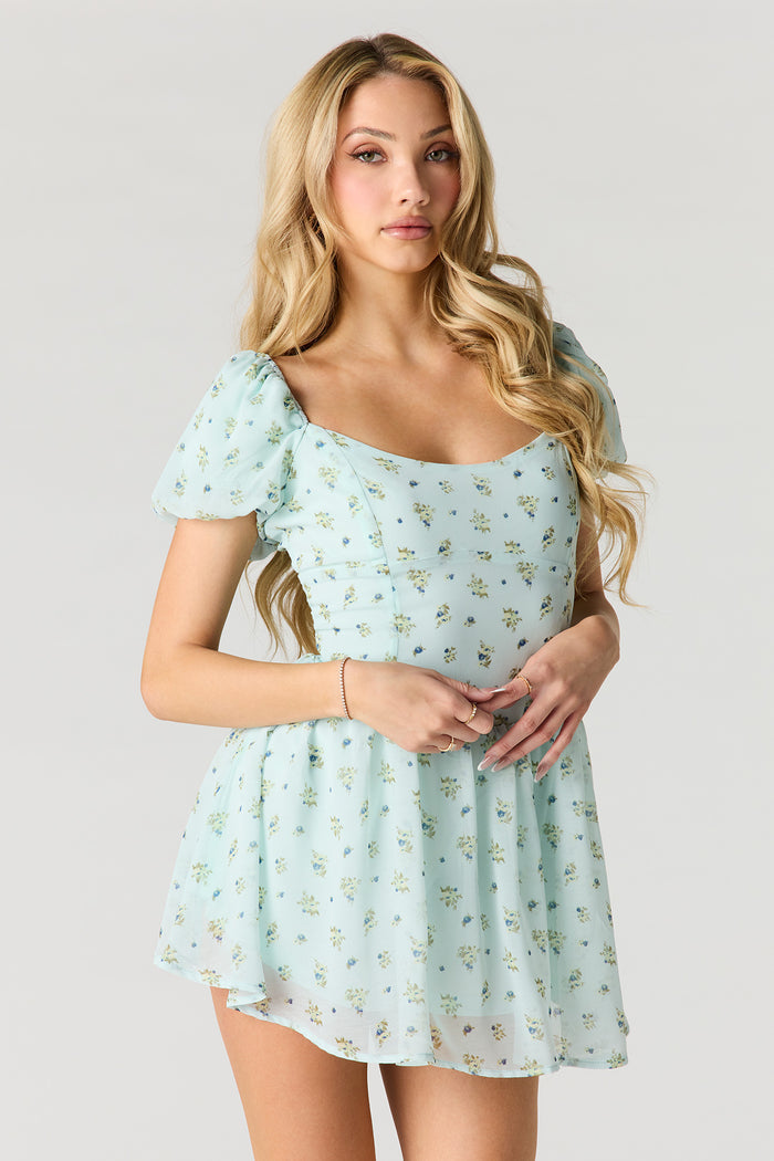 Floral Ditsy Print Chiffon Romper