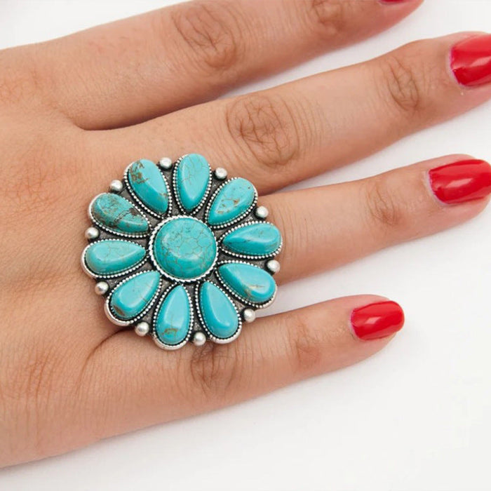 Floriana™ | Turquoise Alloy Flower Ring