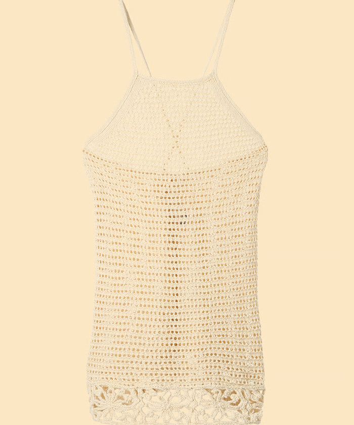 flower crochet knit mini dress
