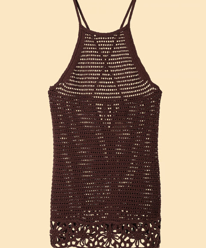 flower crochet knit mini dress