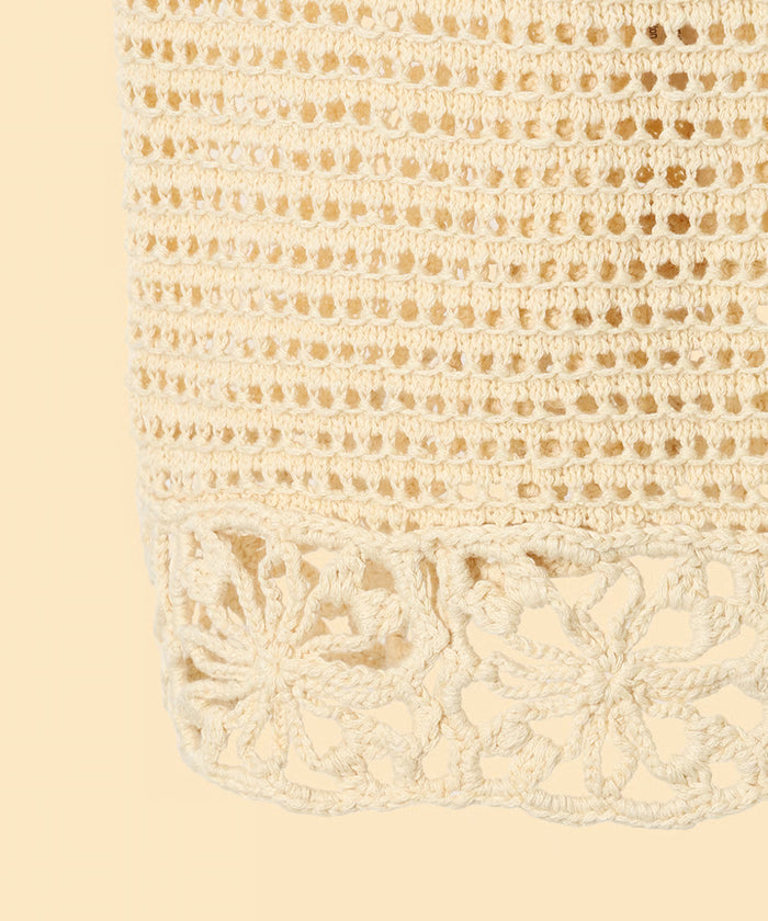flower crochet knit mini dress