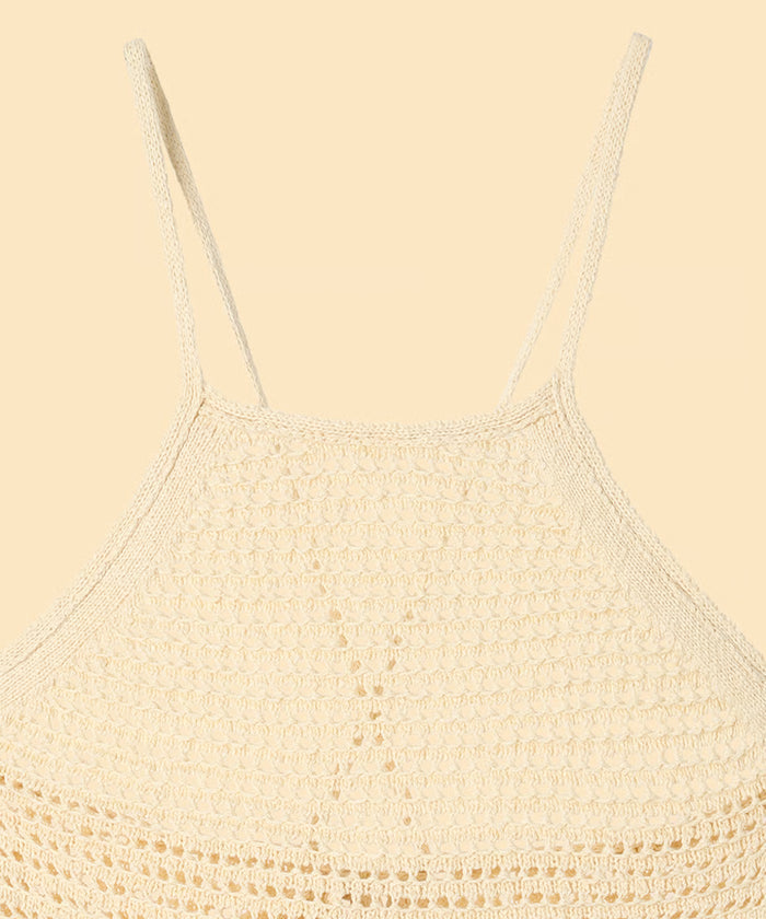 flower crochet knit mini dress