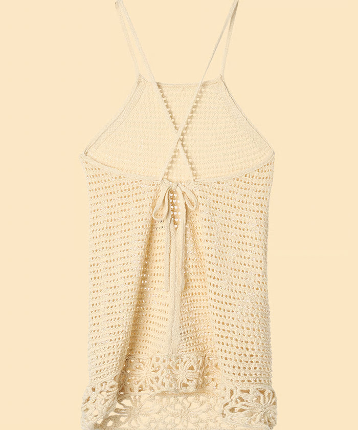 flower crochet knit mini dress