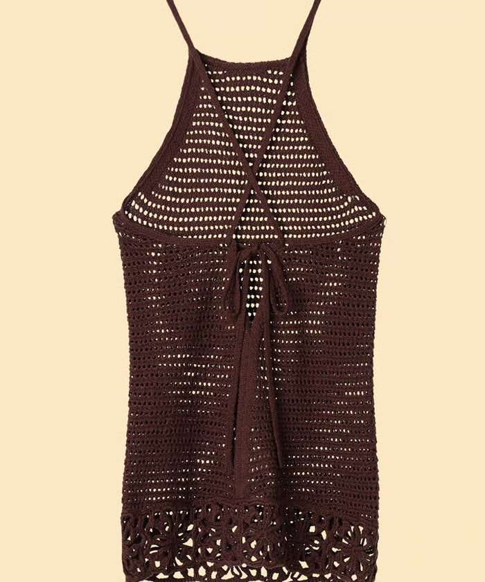 flower crochet knit mini dress