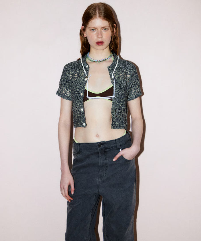 flower crochet knit shirt