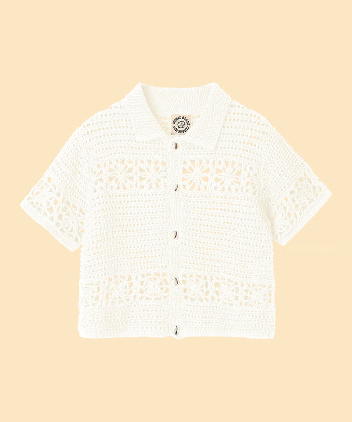 flower crochet knit shirt