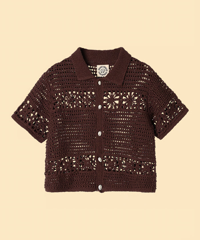 flower crochet knit shirt
