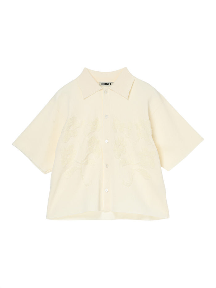 flower jacquard KNIT shirt