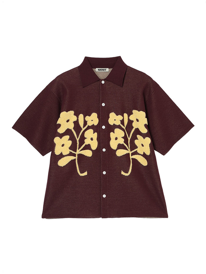 flower jacquard KNIT shirt