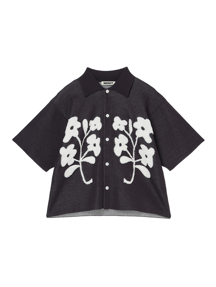 flower jacquard KNIT shirt