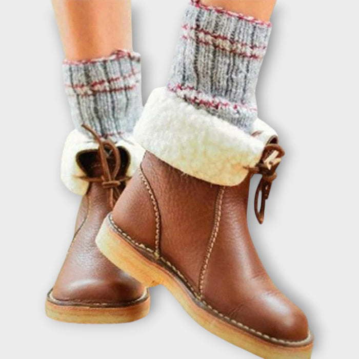 Fur-Lined Leather Winter Boots