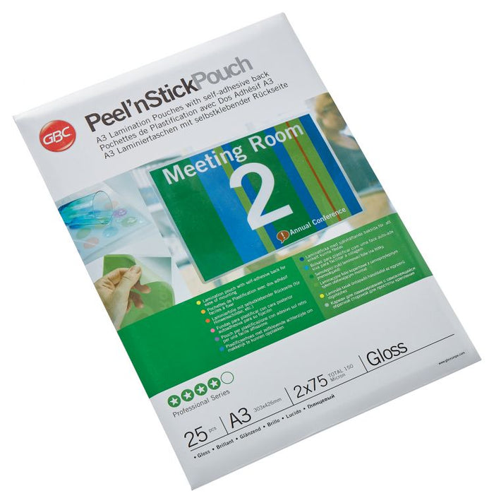 GBC Laminating Peel-’N’-Stick Pouches A3 75 µm (Pack 25) - Office R Us Lagos