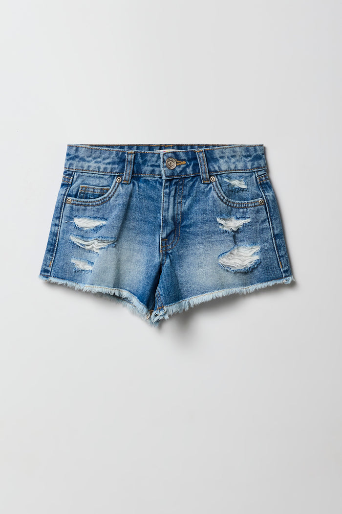 Girls Ripped Low Rise Denim Beach Short