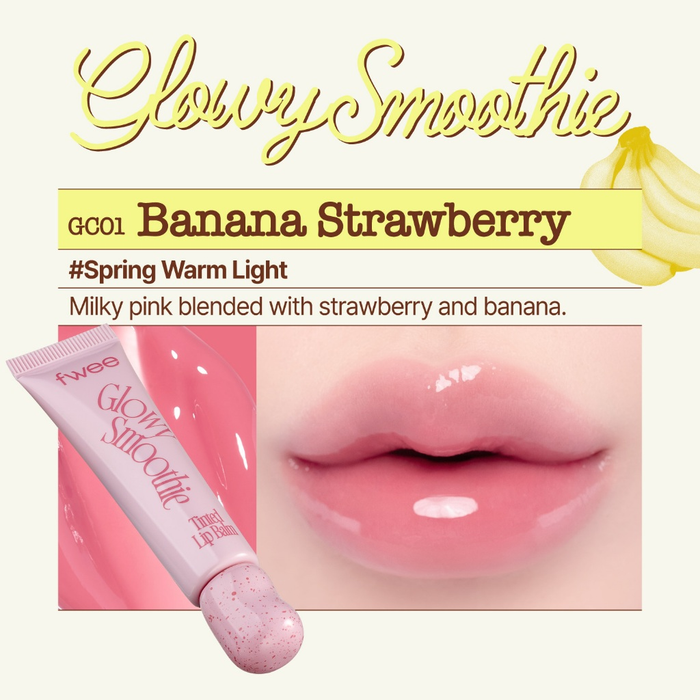 Fwee Glowy Smoothie Tinted Lip Balm #GC01 BANANA STRAWBERRY Nudie Glow Australia