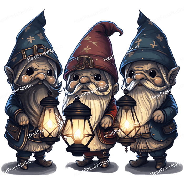 Gnomes with Laterns Design - HeatPressNation