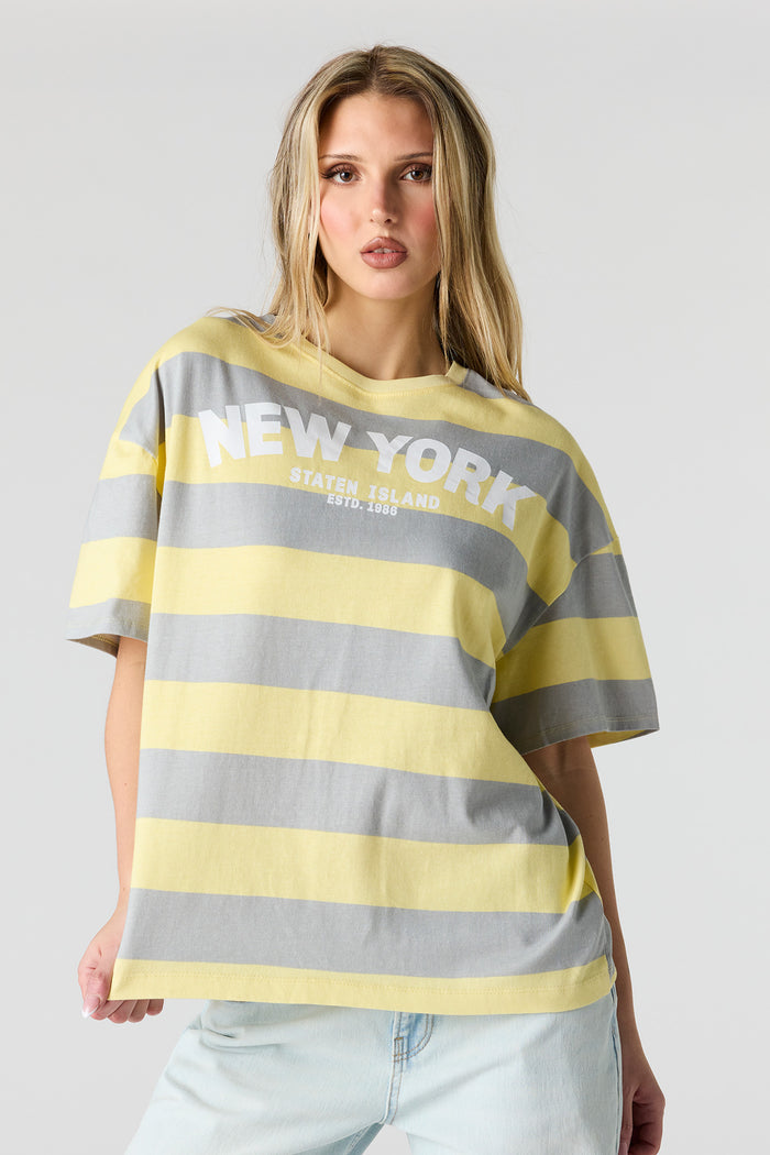 Graphic Striped Boyfriend T-Shirt