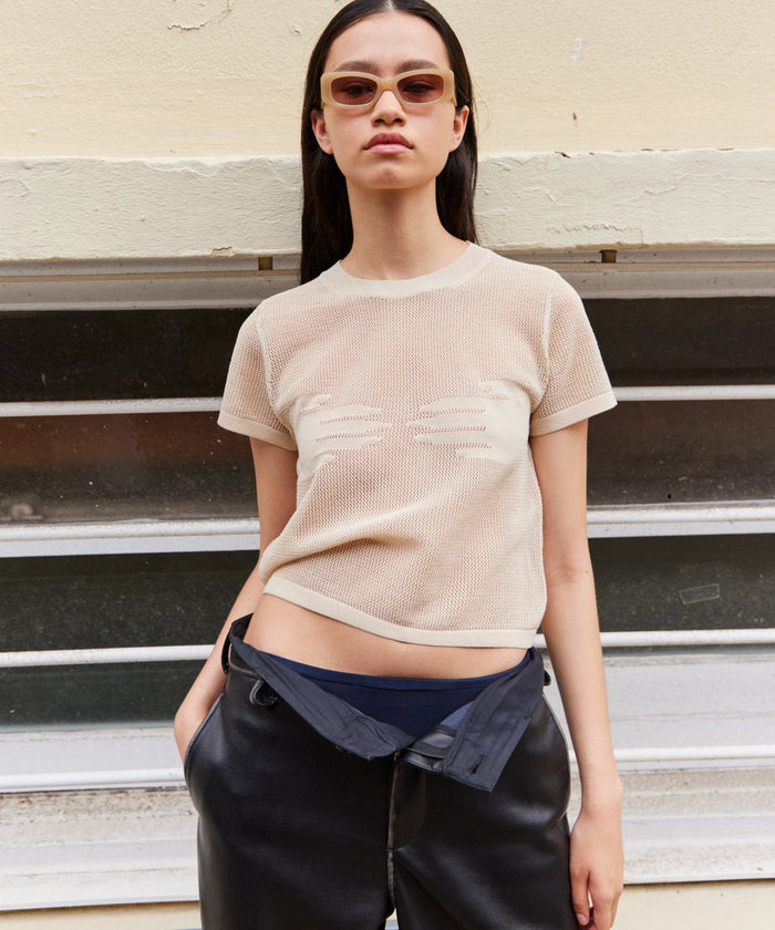 hand  pattern mesh KNIT T-shirt_1