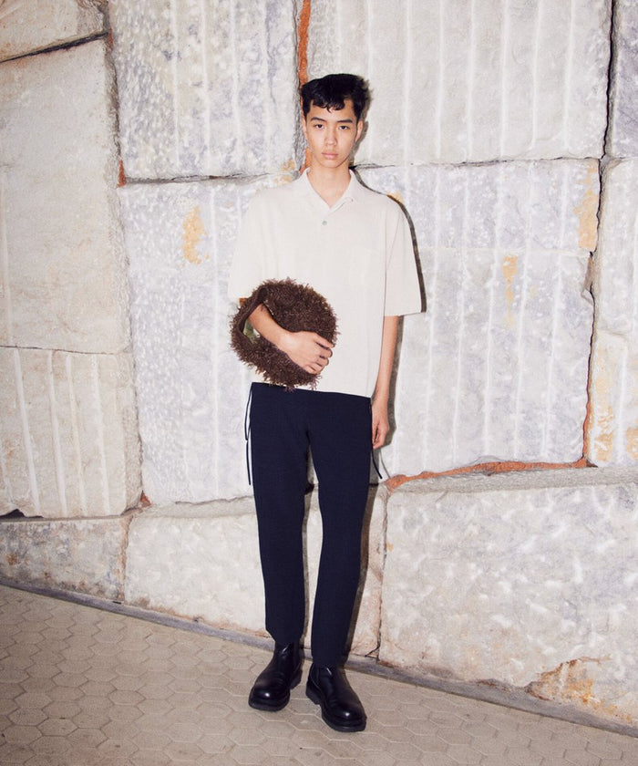 high gauge cotton mix knit polo shirt_1
