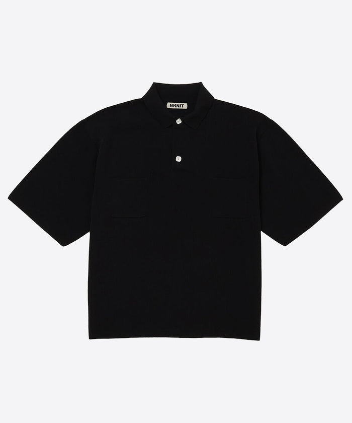 high gauge cotton mix knit polo shirt_2