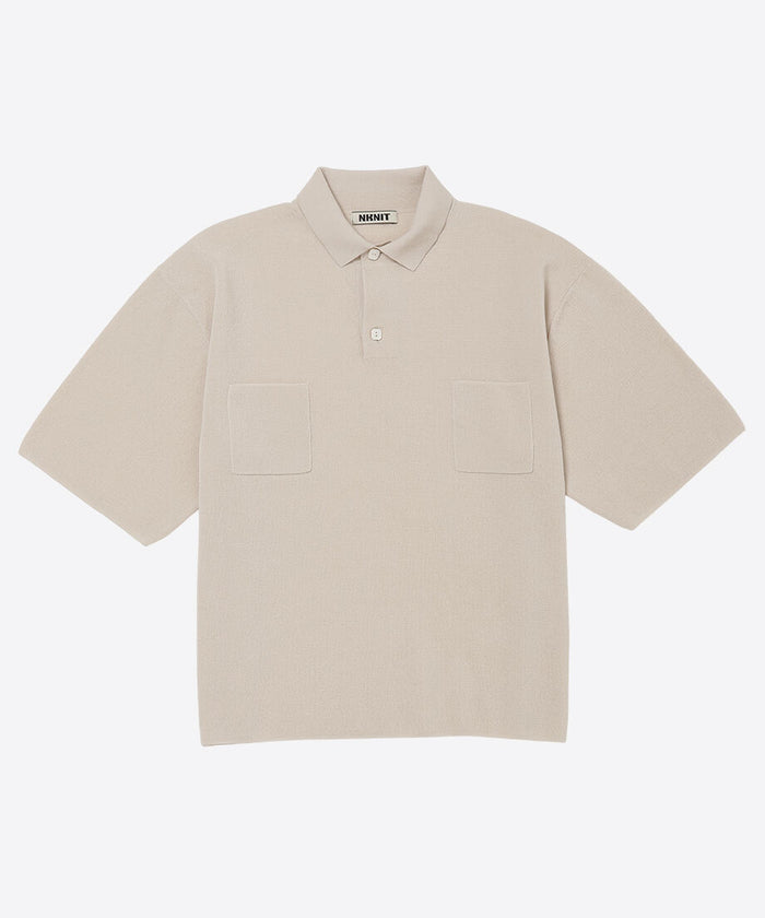 high gauge cotton mix knit polo shirt_4