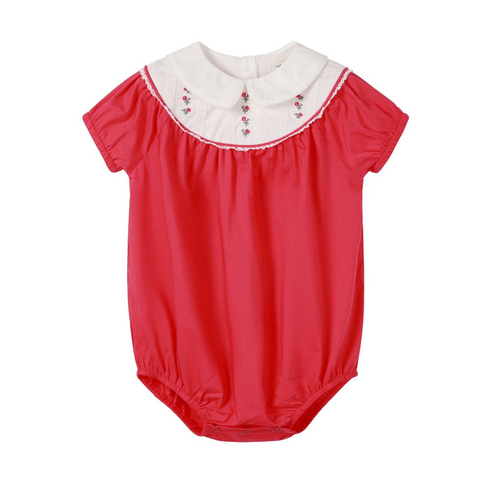 Hot Pink Embroidered Romper