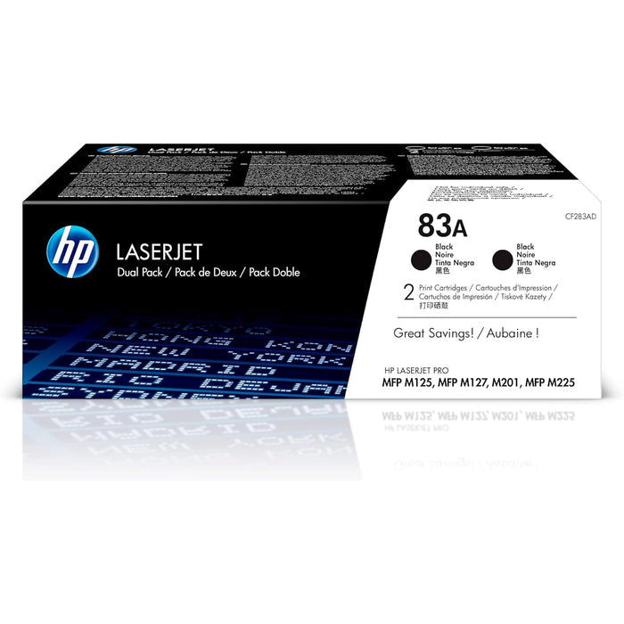 HP 83A Original LaserJet Toner Cartridges, Black, Dual Pack